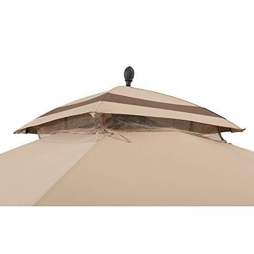 Sunjoy Pendleton 10.5 x 13 ft. 2-Tier Steel Gazebo, Tan & Brown