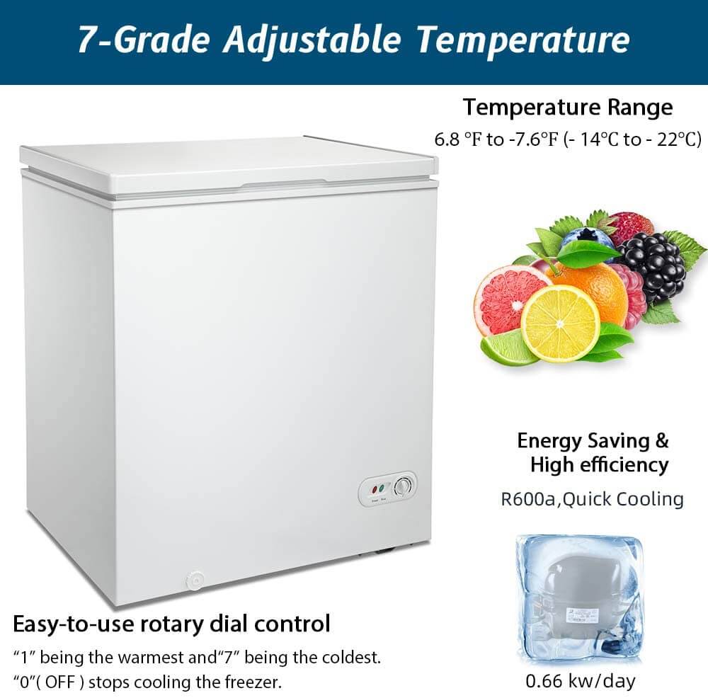 RW Flame D15W Compact Upright 5.0 Cubic Feet Chest Freezer White New