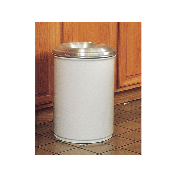 Justrite 6 Gallon Steel Cease-Fire® Waste Receptacle, Safety Drum Can with Aluminum Head, White