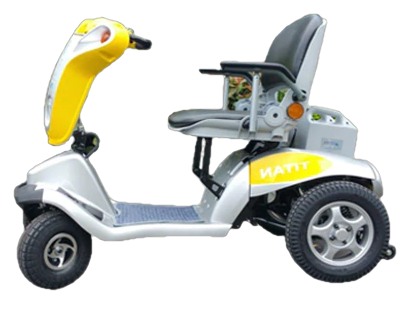Tzora Titan Hummer XL 4 Wheel Heavy Duty Folding All Terrain Mobility Scooter Yellow New