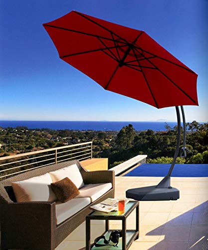 Grand patio Napoli Premium Outdoor Offset Patio Cantilever Umbrella with Base for Garden, Deck, Backyard and Pool (12FT, Brick Red)