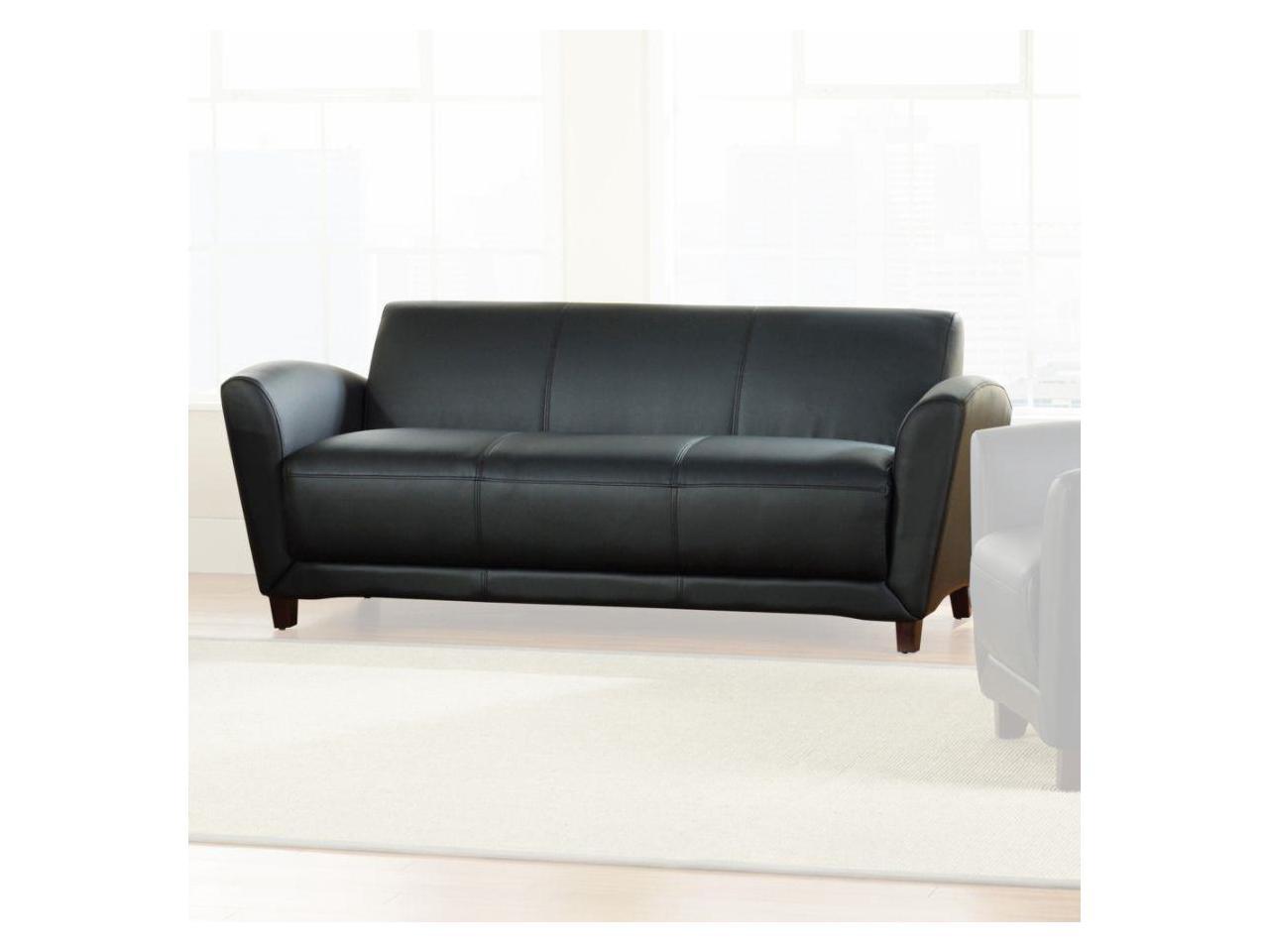 Lorell Reception Sofa Black Leather 68950