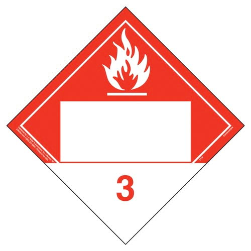 JJ Keller Class 3 Combustible Liquid Placard - Blank (Pack of 25)