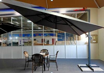Outsunny 10' x 10' Rotating Outdoor Patio Cantilever Umbrella with Double-Tier Canopy & 4 Adjustable Tilt Angles, Grey