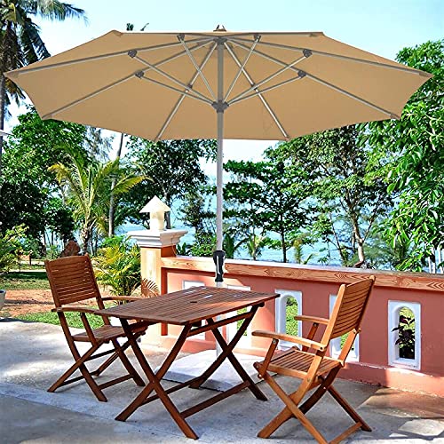 ンリアンに聞-花ラック Outside Umbrella for Patio Patio Umbrella Patio Market Umbrella Outdoor Table Umbrella Aluminum Crank 8 Ribs(Color:Light Brown)