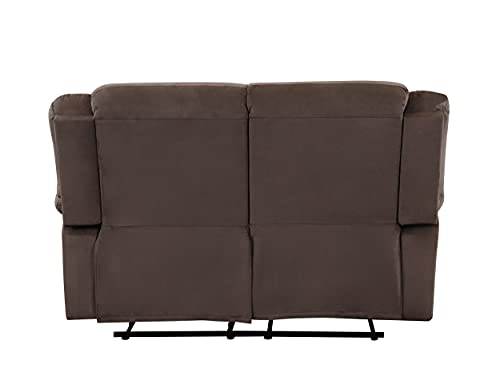 Blackjack Furniture Winthrop Microfiber Modern Reclining Living Room, Den Loveseat, Brunette