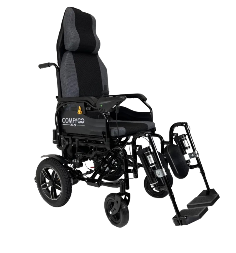 ComfyGO X-9 Max Electric Wheelchair with Automatic Recline 17 Mile Range New