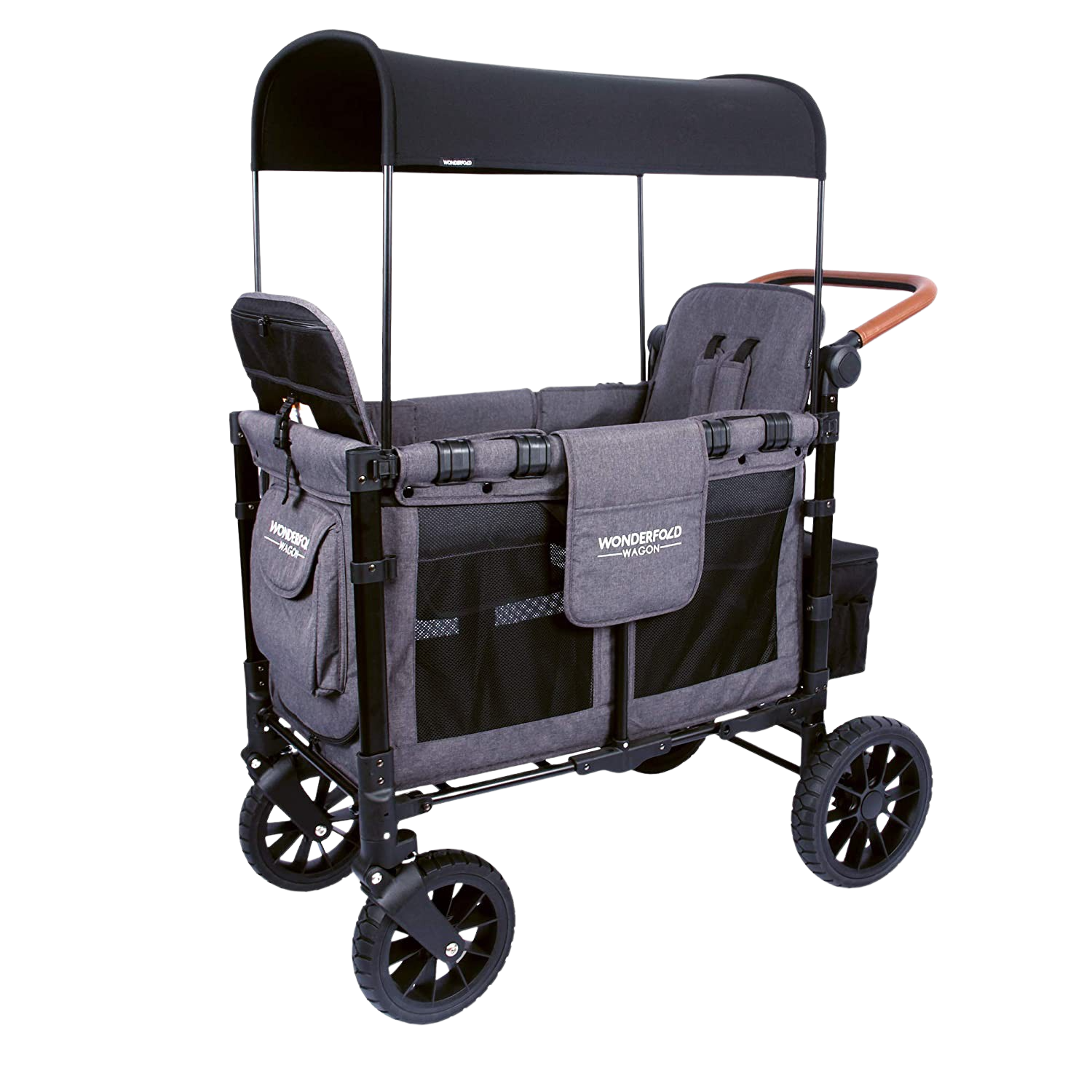 WonderFold W2 Luxe Push/Pull 2-Passenger Stroller Wagon Gray New
