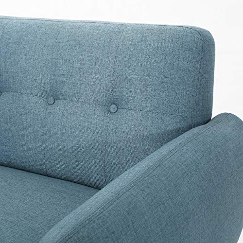 Christopher Knight Home Josephine Mid-Century Modern Petite Fabric Sofa, Blue / Natural Finish