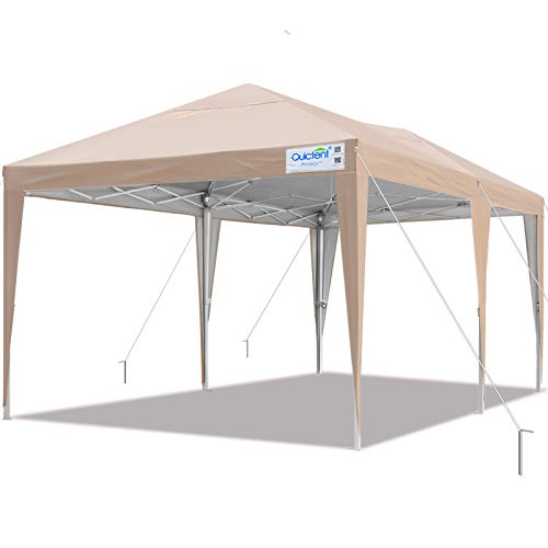 Quictent Privacy 10x20 EZ Pop Up Canopy Tent Party Tent Outdoor Event Gazebo Waterproof with Roller Bag- 4 Colors (Tan)