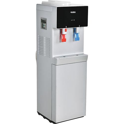 Global Bottleless Water Cooler, Hot & Cold, Non-Filtered, Silver/Black Color Finish