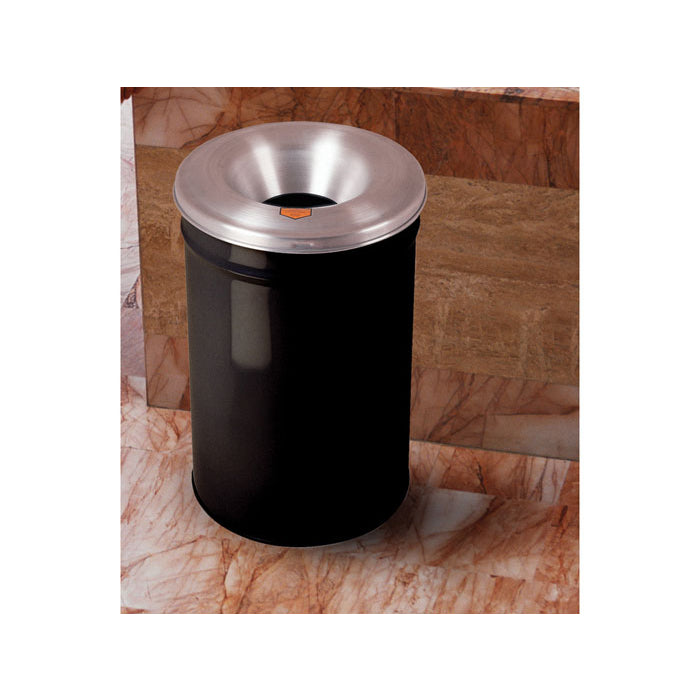 Justrite 12 Gallon Cease-Fire® Waste Receptacle, Safety Drum Can with Aluminum Head, Black