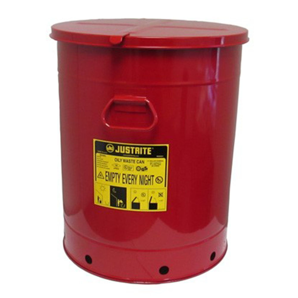 Justrite Oily Waste Can, 21 Gallon, Hand-Operated Cover