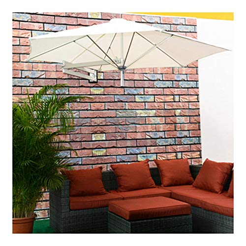 HLMBQ Large Garden Parasol 2.2m/7.2ft Round Wall Mount Patio Umbrella,Cantilever Parasol Aluminium Frame Polyester Canopy Sunshade Protection Folding Tilting