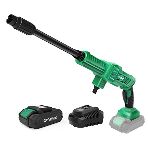 Cordless Pressure Washer-KIMO 20V Portable Power Washer, w/2.0Ah Li-ion Battery&Charger, 0-160 Degree Adjustable Pressure Nozzle for Washing Cars/Watering Flowers/Cleaning Floors/Windows/Pet Showering