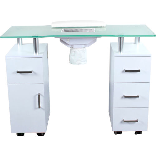 Glasglow Salon Nail Table with Fan - White