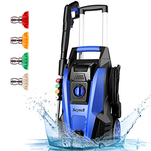 Power Washer, Suyncll Pressure Washer 3800 Max PSI 2000W Electric Portable High Pressure Cleaner Machine with 4 Nozzles, Detergent Tank , for Homes, Cars, Driveways, Fences, Patios (Blue)