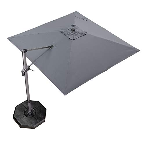 PURPLE LEAF 9 Feet Patio Umbrella Outdoor Cantilever Square Umbrella Aluminum Offset Umbrella with 360-degree Rotation for Garden Deck Pool Patio, Grey