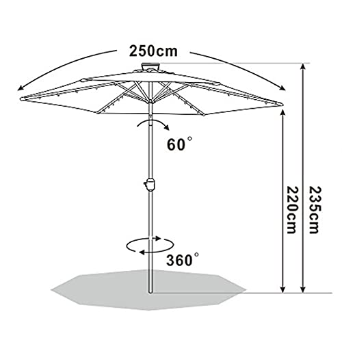 Cantilever Banana Parasol,Overhanging Garden Parasols Umbrella,Premium Hanging Patio Umbrella,with Solar Light,with Water Injection Base,Adjustable Direction,2.5 Meters in Diameter,Gold