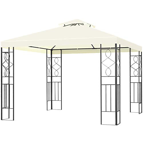 Tangkula 10 x 10FT 2-Tier Patio Gazebo, Outdoor Canopy Gazebo Tent with Vented Double Roof, Powder Coated Steel Structure, Sun Shading Gazebo Canopy Shelter for Home, Patio, Backyard, Garden (Beige)
