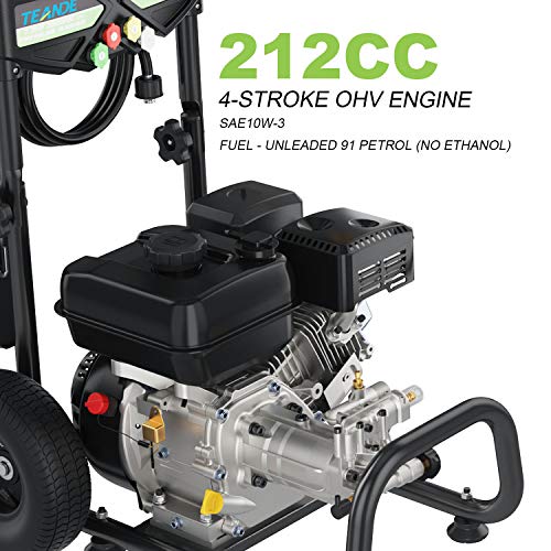TEANDE 4200PSI Gas Pressure Washer 2.8GPM Power Washer 212CC Gas Pressure Washer Powered, High-Pressure Hose 5 Nozzles (Black)