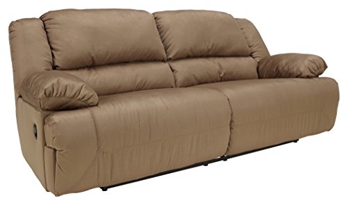 Signature Design by Ashley - Hogan Contemporary 2 Seat Reclining Sofa - Pull Tab Reclining - Brown