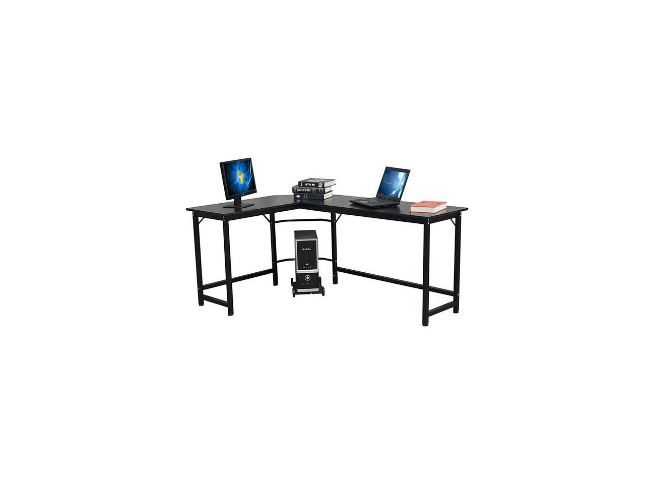 L-Shaped Desktop Computer Desk Beech Wood