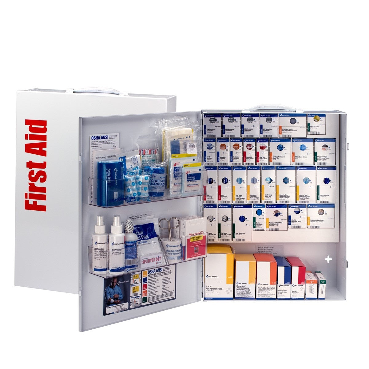 First Aid Only 150 Person XL Metal Smart Compliance Food Service First Aid Cabinet without Medications and with Custom Logo (Case of 5)