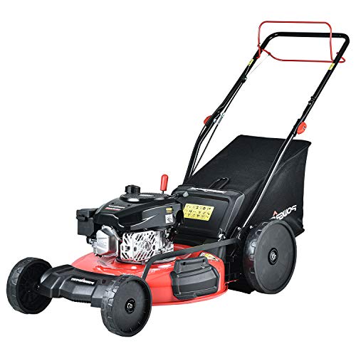 PowerSmart Lawn Mower, 22-inch & 170CC, Gas Powered Self-Propelled Lawn Mower with 4-Stroke Engine, 3-in-1 Gas Mower in Color Red/Black, 5 Adjustable Heights (1.18''-3.0'' ), DB2322SR