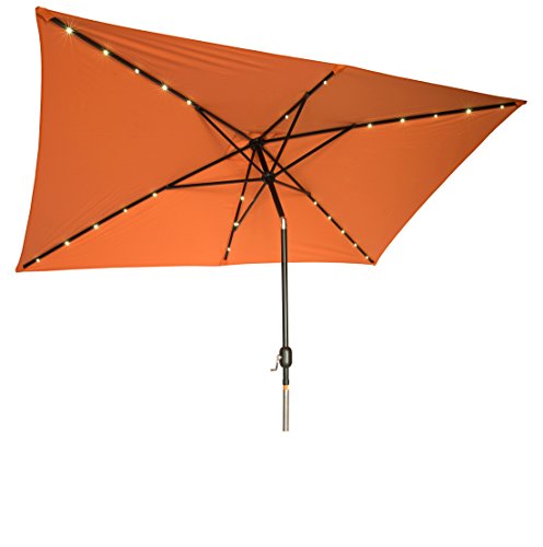 Rectangular Solar Powered LED Lighted Patio Umbrella - 10' x 6.5' - By Trademark Innovations (Orange)