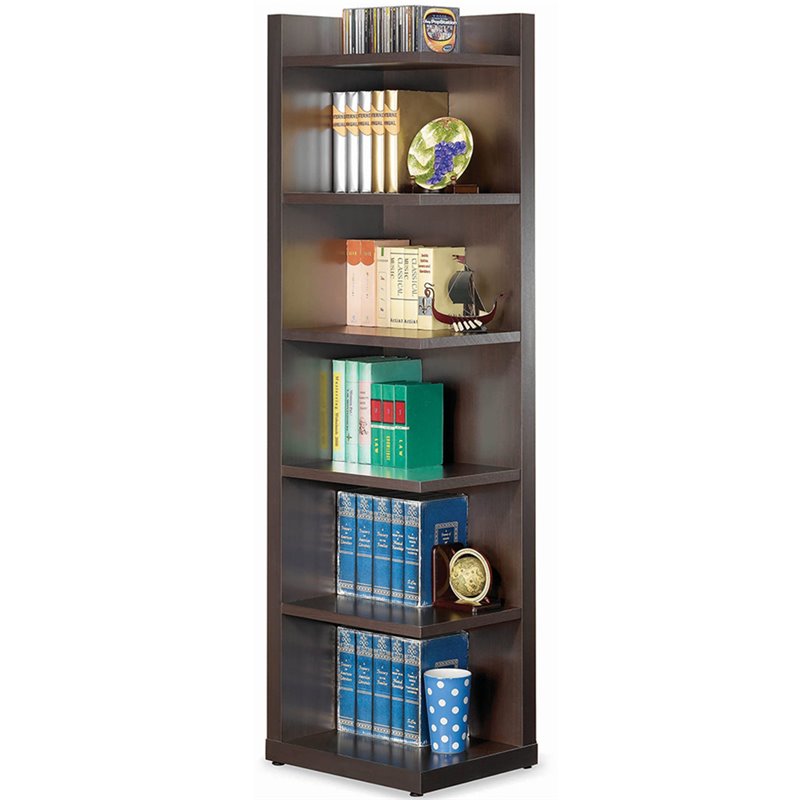 6 Shelf Corner Bookcase in Cappuccino