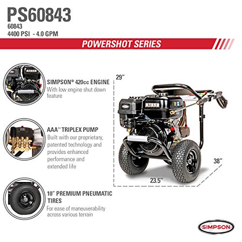 Simpson Cleaning PS60843 PowerShot Gas Pressure Washer Powered by Simpson, 4400 psi at 4.0 GPM