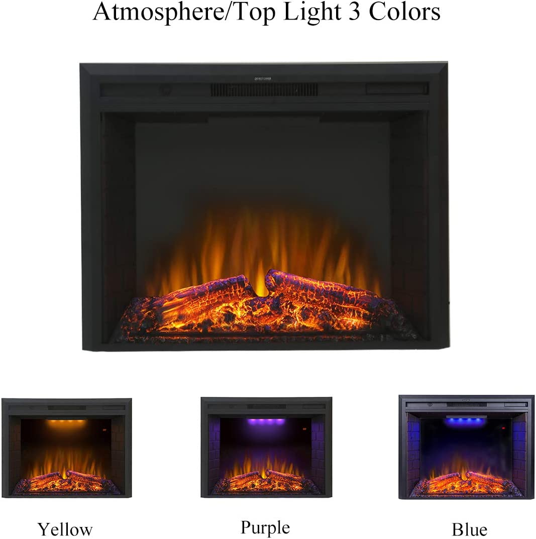 Valuxhome EF30T 30 in. 750/1500W Electric Fireplace Insert with Remote Black New