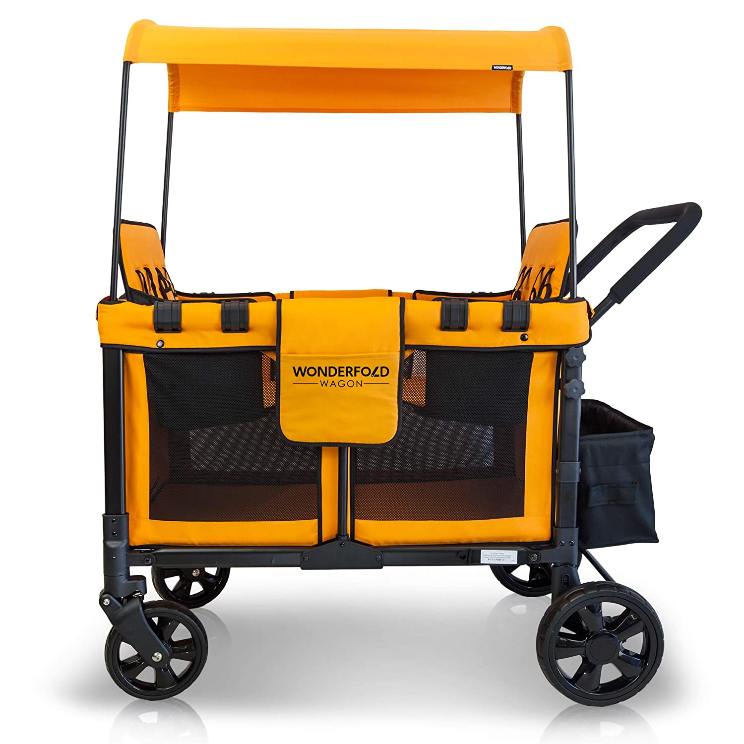 WonderFold W4 Elite Push/Pull 4-Passenger Quad Stroller Wagon Orange New