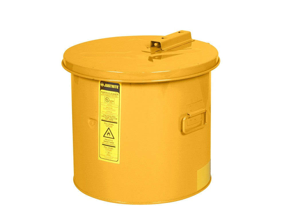 Justrite 5 Gallon Dip Tank for Cleaning Parts, Manual Cover with Fusible Link, Steel