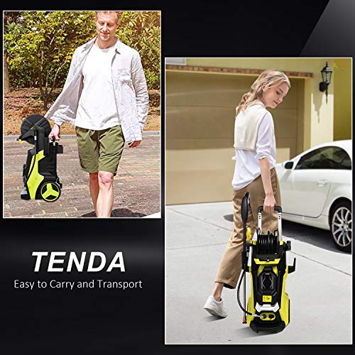 TEANDE Smart Pressure Washer 3800 PSI Electric High Powerful Touch Screen 3 Gear Level with Telescopic Handle, Hose Reel (Yellow)