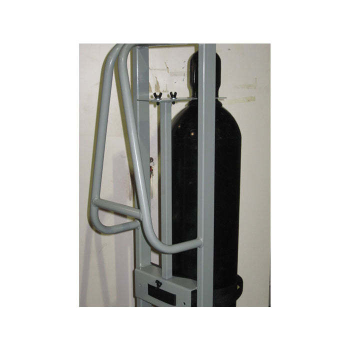 Justrite Single Cylinder Hand Truck With Hoist Ring, 10.5 Inch Pneumatic Wheels