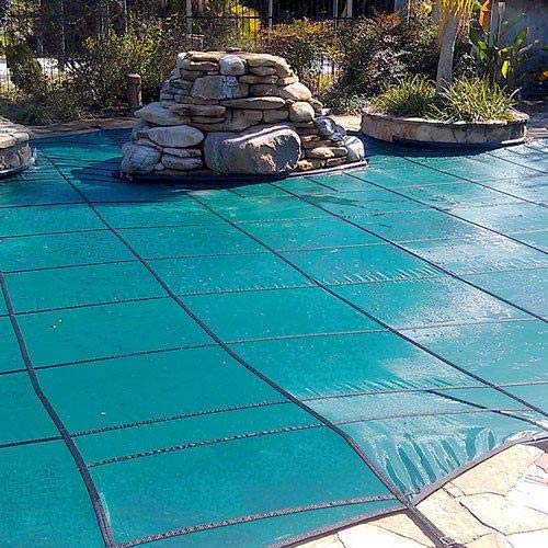 16 x 32 Foot Rectangle Mesh Safety Pool Cover with 4 x 8 Foot Center End Step