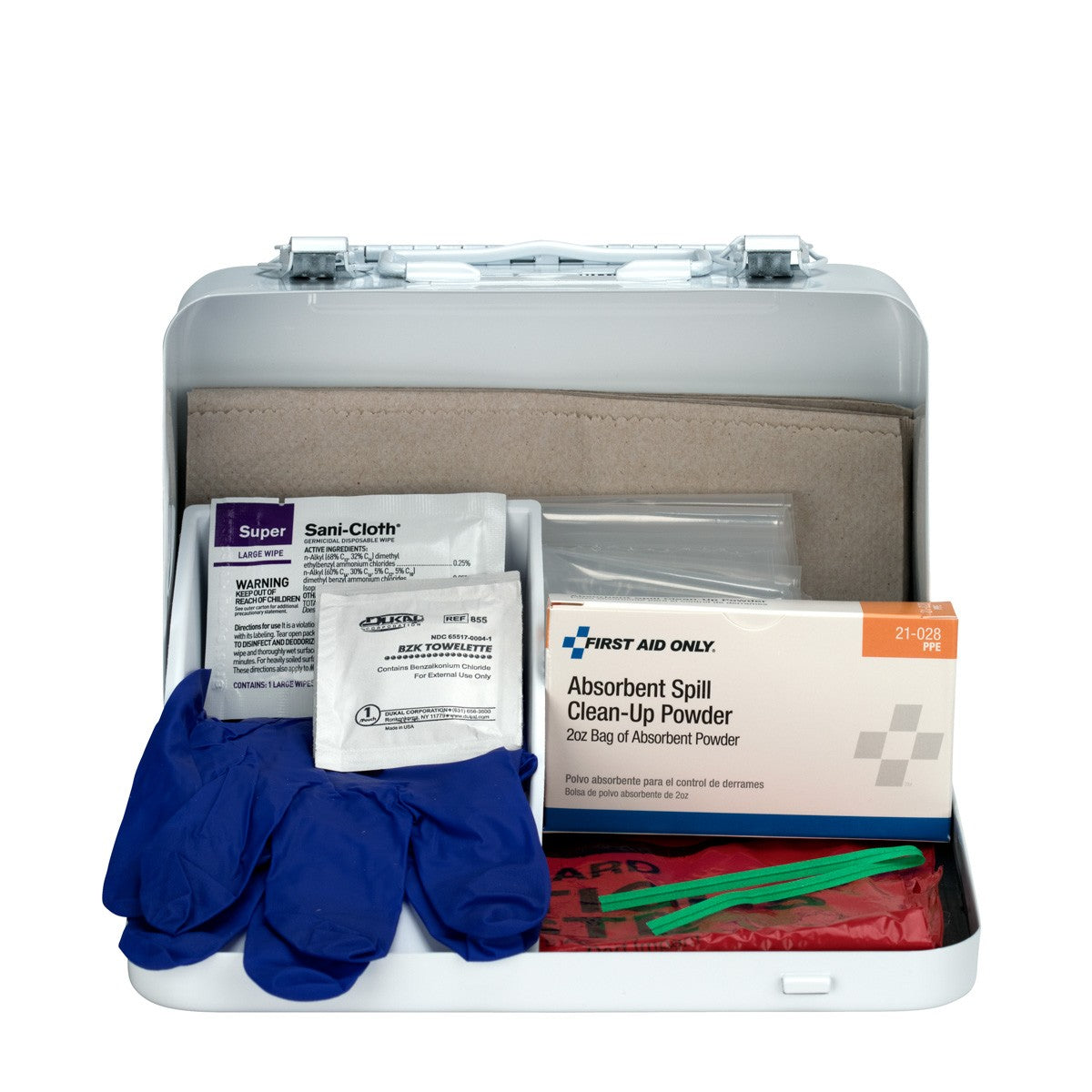 First Aid Only 21 Piece Bloodborne Pathogen Spill Clean-Up Kit in Weatherproof Steel Case (6 per order)