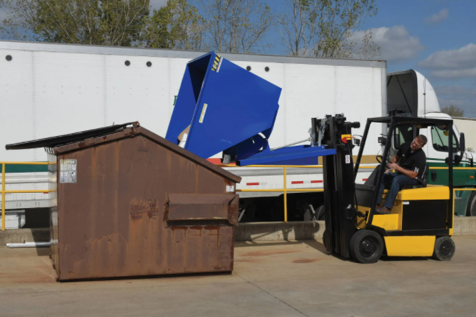 Vestil D-300-HD 6,000 lb. Capacity 3 Cubic Yard Self-Dumping Steel Hopper with Bumper Release Blue New