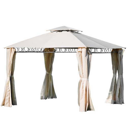 SOONBUY Outdoor Gazebo for Patios, Canopy for Shade and Rain with Mosquito Netting, Outdoor BBQ Gazebo Tent with UV Protection for Lawn, Garden, Backyard and Deck, Beige