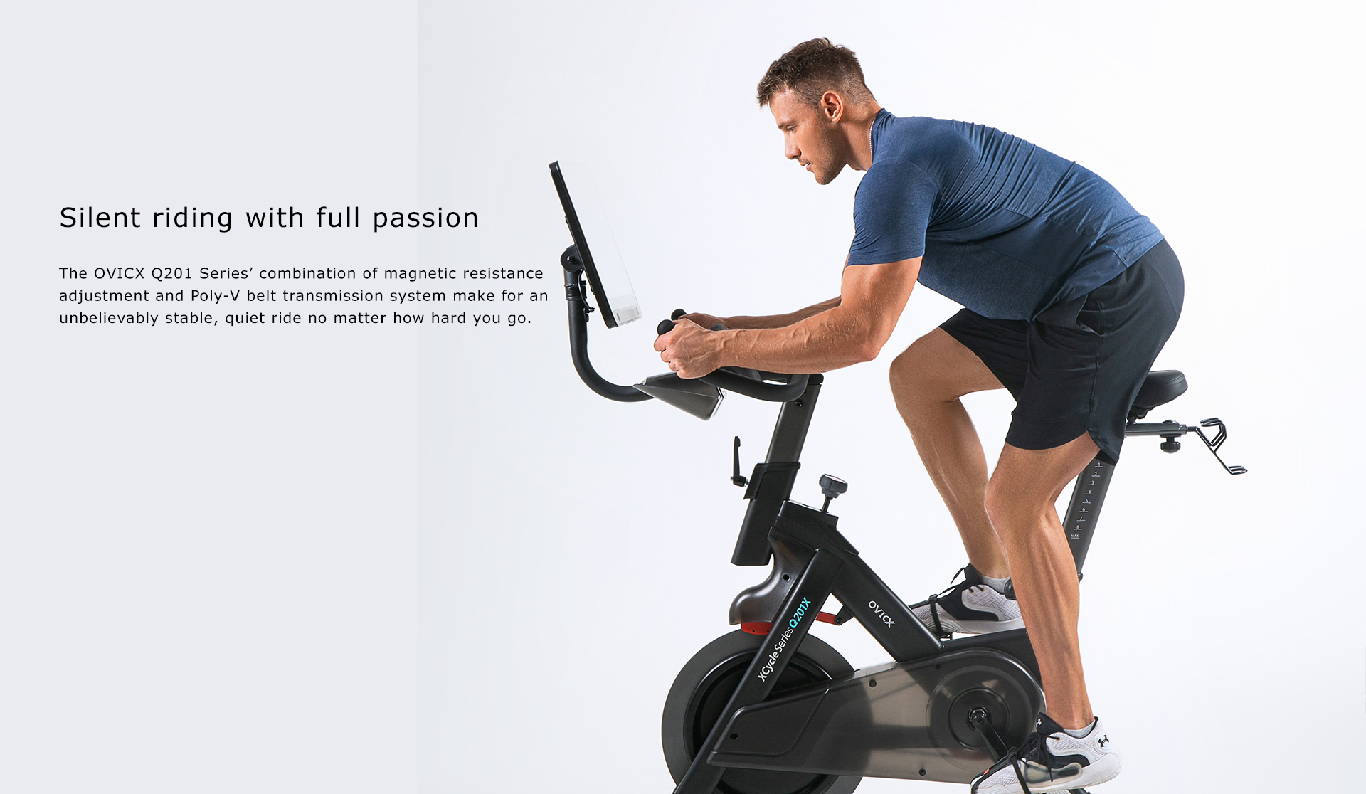 OVICX OS-EBIKE-Q201 Stationary Exercise Bike With Bluetooth Connectivity New