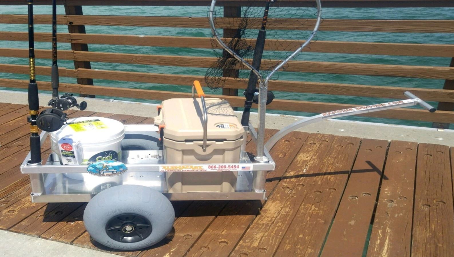 Alumacart Bimini Beach and Fishing Wagon with Rod Holders With No Hitch New