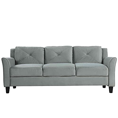Cotoala 3 Pieces Living Room Sofa Set, Upholstered Three-Seat Couch, Loveseat and Armchair, Button Tufted Cushions, for Home or Office, Grey, Gray