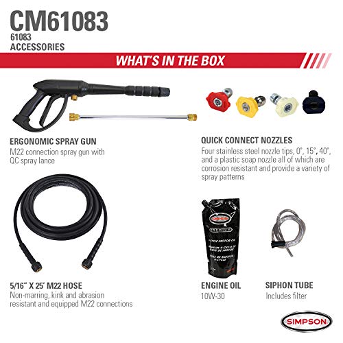 Simpson Cleaning CM61083 3400 PSI at 2.5 GPM Clean Machine Cold Water Residential Gas Pressure Washer, Natural