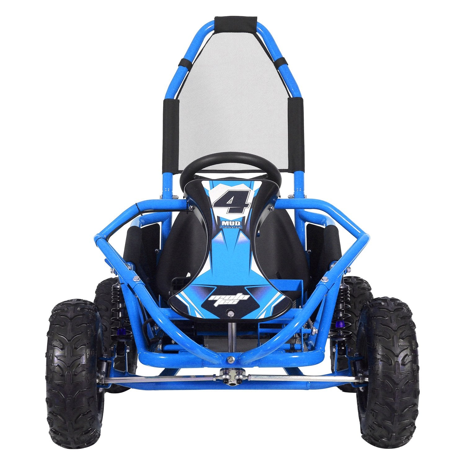 MotoTec Mud Monster Kids Electric 48v 1000w Blue Go Kart Full Suspension