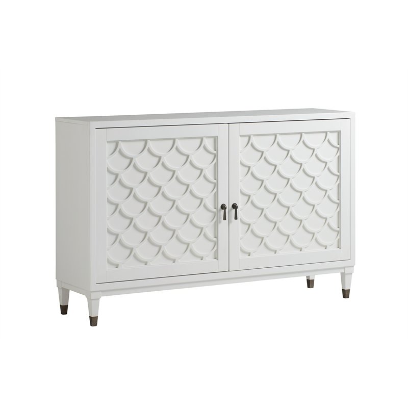 Universal Furniture Wood Sideboard with Scalloped Door Detail in White