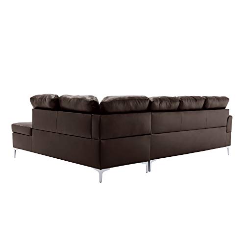 Lexicon Dani 2-Piece Faux Leather Tufted Sectional Sofa with Right Chaise, 110