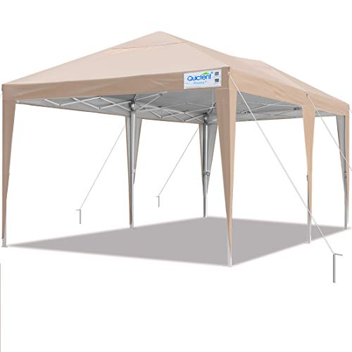 Quictent Privacy 10x20 EZ Pop Up Canopy Tent Party Tent Outdoor Event Gazebo Waterproof with Roller Bag (Tan)