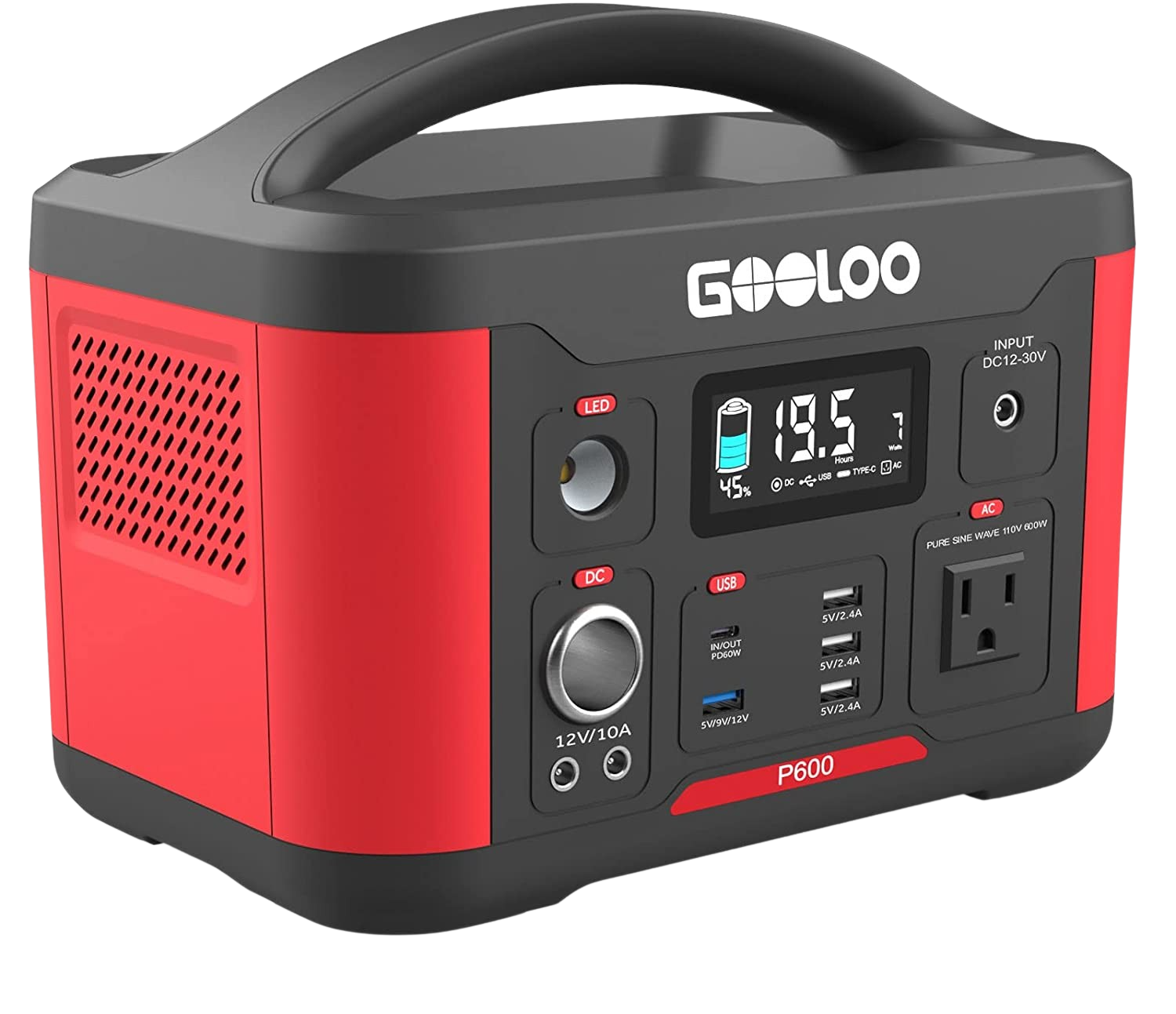 GOOLOO P600 626Wh 110V/600W Portable Power Station Solar Generator New